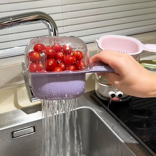 Double Layer Fruit Washing Drain Basket | Cute Sink Colander with Handle