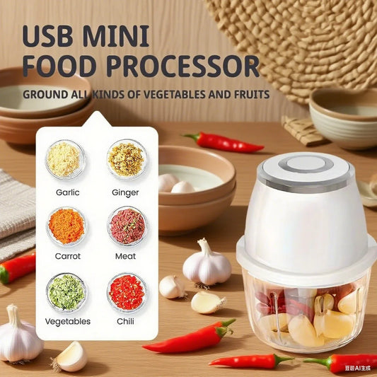 TINSOL 350ml Electric Food Chopper | USB Meat Grinder Garlic Masher Blender