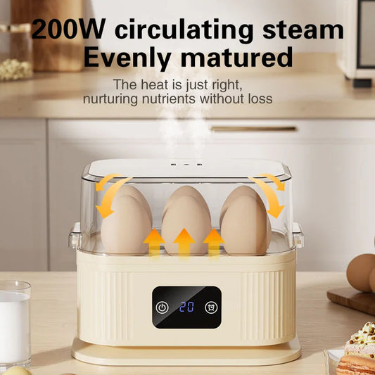Multifunctional Electric Egg Cooker - 200W Smart Egg Steamer with Timer Function & 6-Egg Capacity