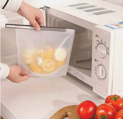 (8pc)Reusable Silicone Food Storage Bags 50oz Leakproof Freezer Microwave safe