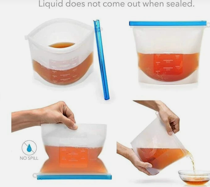 (4pc)Reusable Silicone Food Storage Bags 50oz Leakproof Freezer Microwave safe