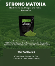 Korean Matcha Powder – Buy One Get One Free  100% Green Tea Ceremonial Grade Latte Baking 100g