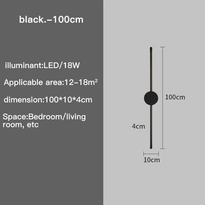 Wall Lamp Bedroom Wall Light Modern Long LED Light Black I-Shaped Living Room Corridor Interior Lighting Home Decor Lighting