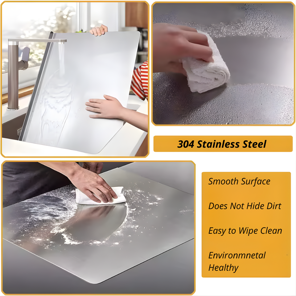 304 Stainless Steel Cutting Board - Non-Slip, Anti-Bacterial & Odor-Resistant Prep Surface