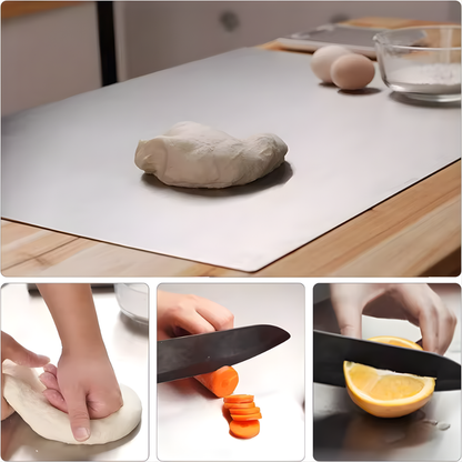304 Stainless Steel Cutting Board - Non-Slip, Anti-Bacterial & Odor-Resistant Prep Surface