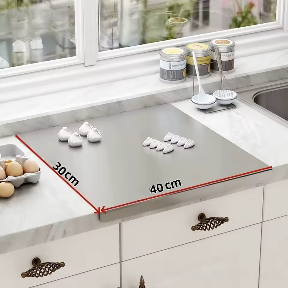 304 Stainless Steel Cutting Board - Non-Slip, Anti-Bacterial & Odor-Resistant Prep Surface