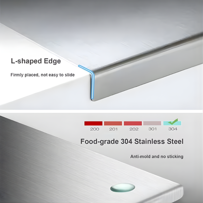 304 Stainless Steel Cutting Board - Non-Slip, Anti-Bacterial & Odor-Resistant Prep Surface