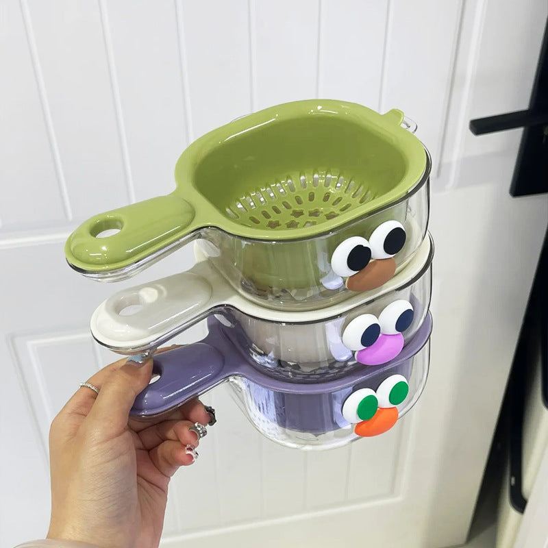 Double Layer Fruit Washing Drain Basket | Cute Sink Colander with Handle