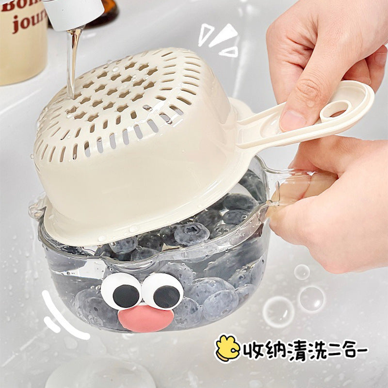 Double Layer Fruit Washing Drain Basket | Cute Sink Colander with Handle