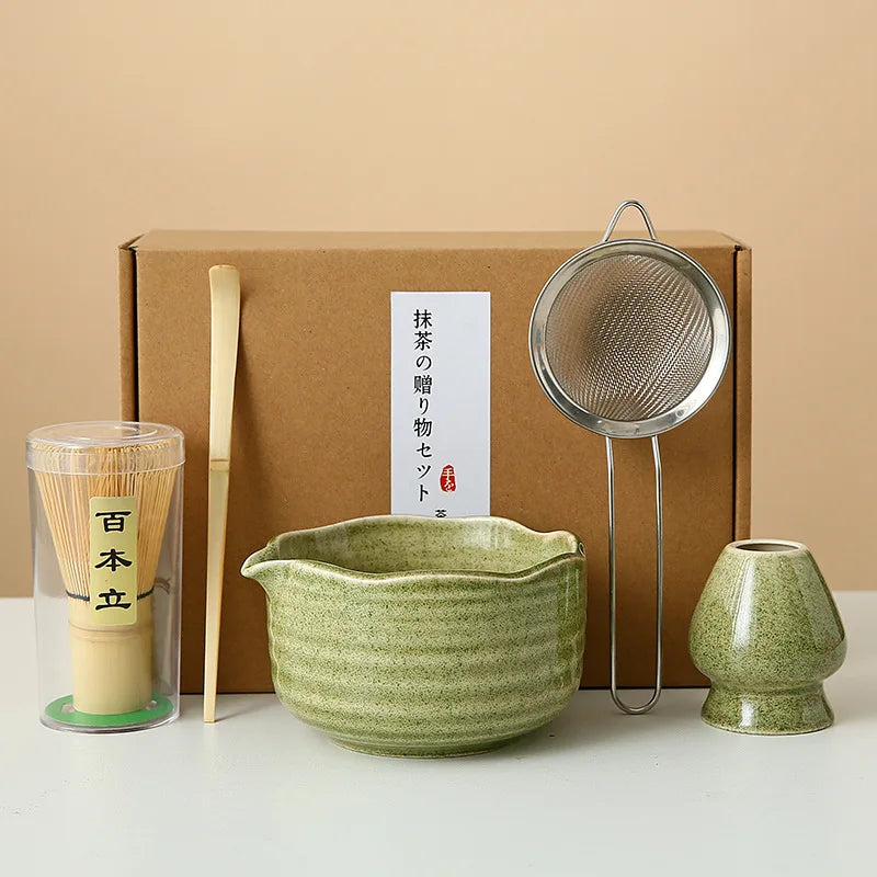 8-Piece Ceramic Matcha Whisk Set | Floral Matcha Tea Gift Set for Matcha Lovers