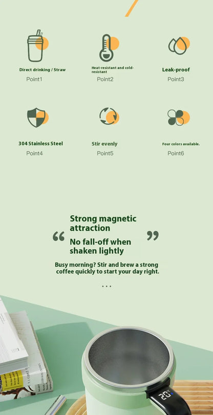 Smart Self-Stirring Coffee Mug | Temperature Display Magnetic Electric Cup