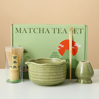 8-Piece Ceramic Matcha Whisk Set | Floral Matcha Tea Gift Set for Matcha Lovers