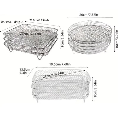 3 Layer Stackable Air Fryer Rack | Stainless Steel Grill Basket