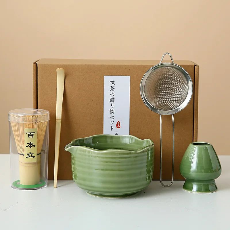 8-Piece Ceramic Matcha Whisk Set | Floral Matcha Tea Gift Set for Matcha Lovers