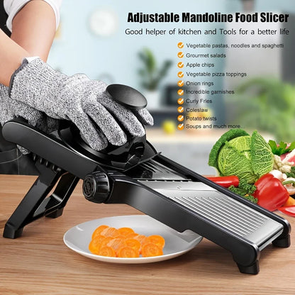 5-Blade Stainless Steel Mandoline Slicer | Vegetable Cutter with Hand Guard