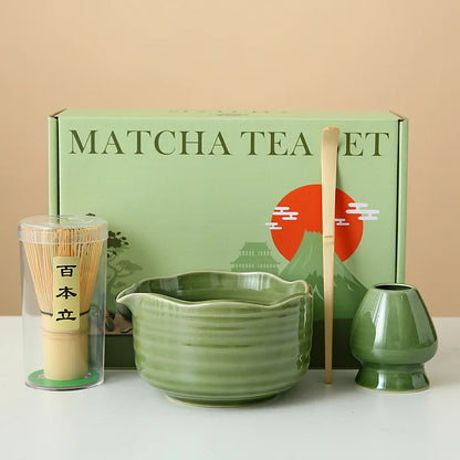 8-Piece Ceramic Matcha Whisk Set | Floral Matcha Tea Gift Set for Matcha Lovers