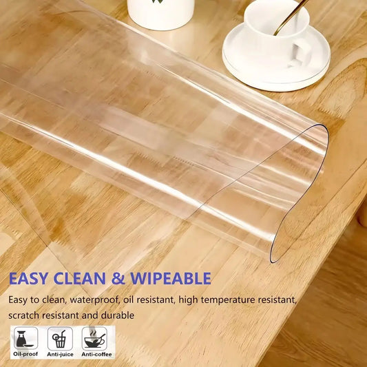 Clear PVC Tablecloth Protector | Waterproof Oil-Proof Soft Glass Table Mat