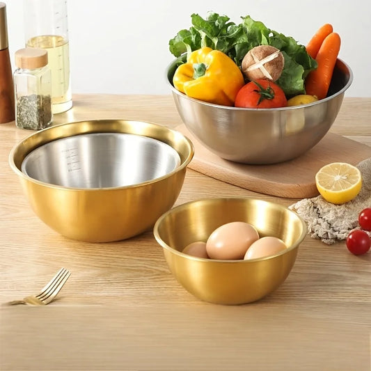 Gold Stainless Steel Mixing Bowls Set of 3