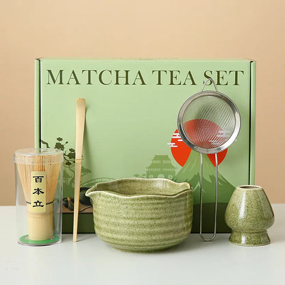 8-Piece Ceramic Matcha Whisk Set | Floral Matcha Tea Gift Set for Matcha Lovers