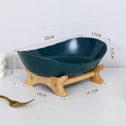 3-Tier Fruit Plate & Dessert Stand with Bamboo Wood Rack
