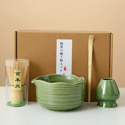8-Piece Ceramic Matcha Whisk Set | Floral Matcha Tea Gift Set for Matcha Lovers