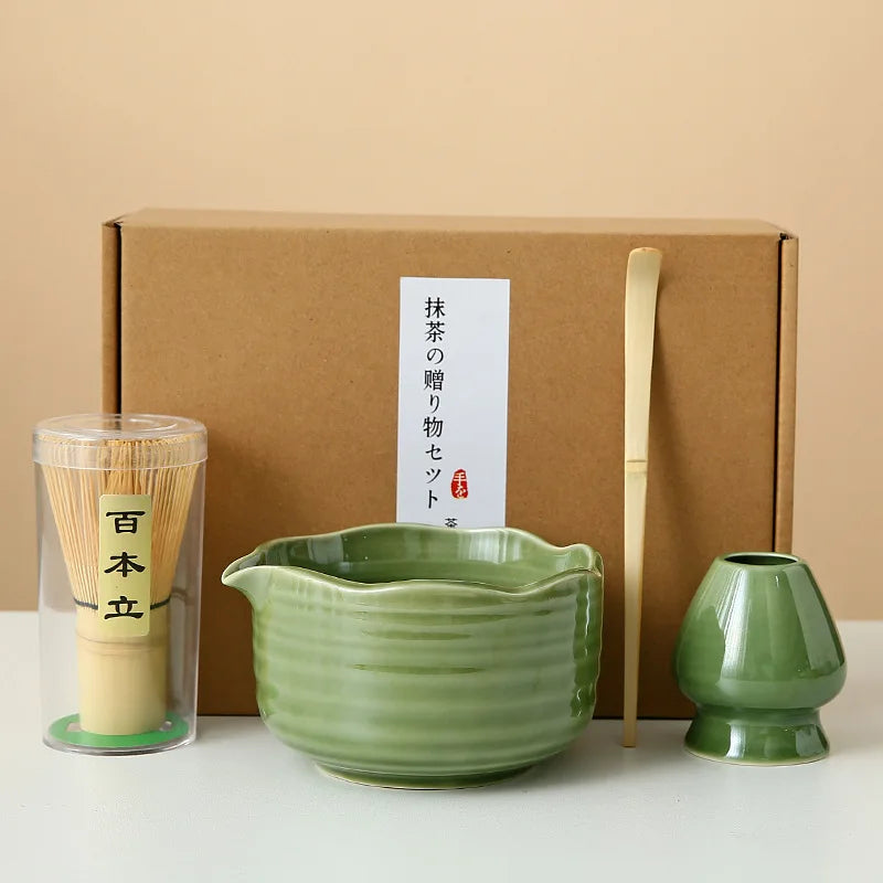 8-Piece Ceramic Matcha Whisk Set | Floral Matcha Tea Gift Set for Matcha Lovers