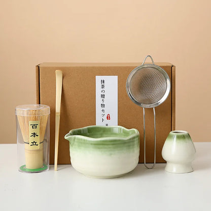8-Piece Ceramic Matcha Whisk Set | Floral Matcha Tea Gift Set for Matcha Lovers