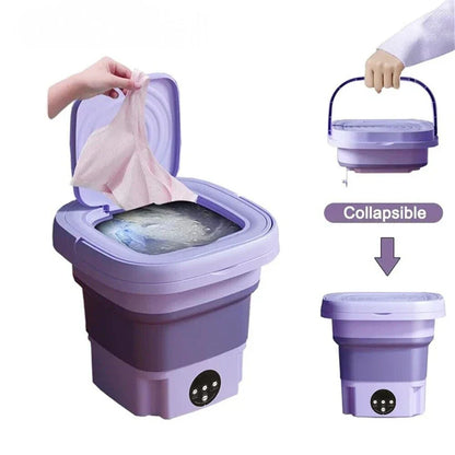 Portable Mini Washing Machine with Spin Dryer | USB Foldable Washer for Socks & Underwear