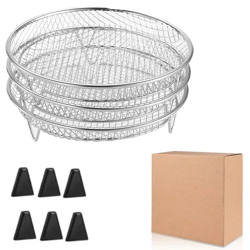 3 Layer Stackable Air Fryer Rack | Stainless Steel Grill Basket