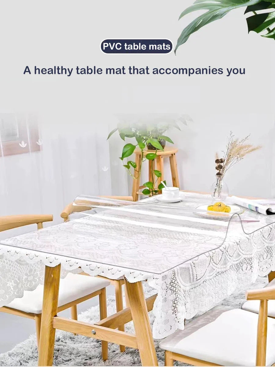 Clear PVC Tablecloth Protector | Waterproof Oil-Proof Soft Glass Table Mat