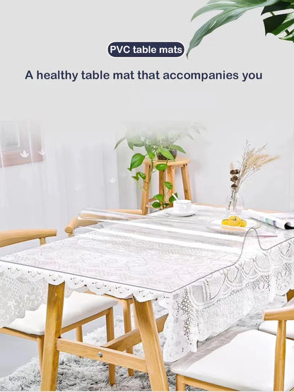 Clear PVC Tablecloth Protector | Waterproof Oil-Proof Soft Glass Table Mat