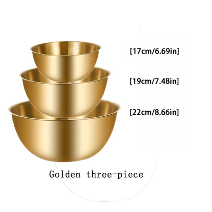 Gold Stainless Steel Mixing Bowls Set of 3