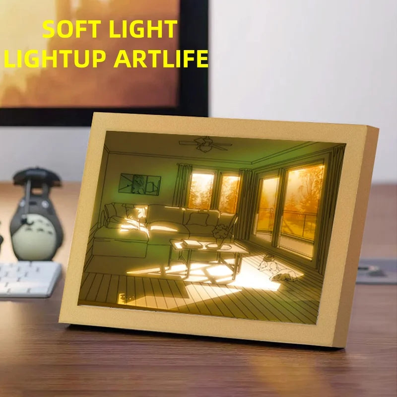 LED Light-Up Wall Art - Modern Minimalist Illuminated Painting for Bedroom & Living Room