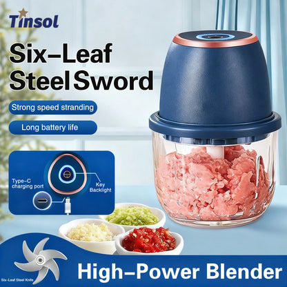 TINSOL 350ml Electric Food Chopper | USB Meat Grinder Garlic Masher Blender