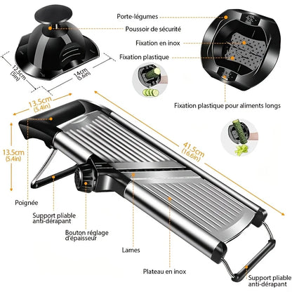 5-Blade Stainless Steel Mandoline Slicer | Vegetable Cutter with Hand Guard