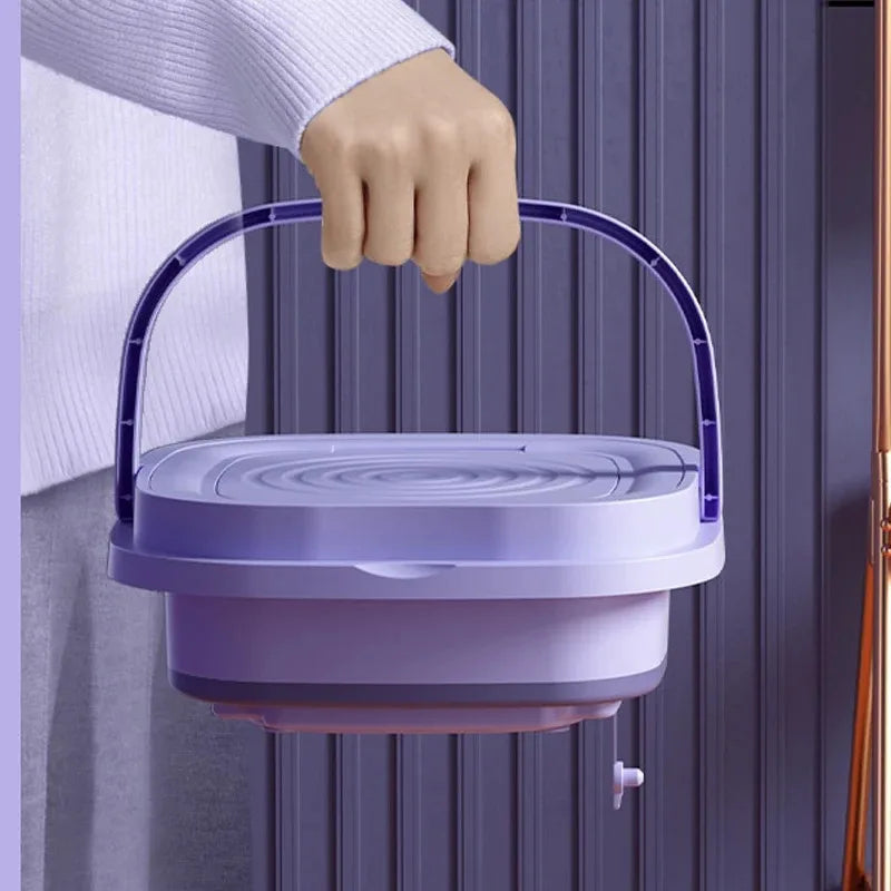 Portable Mini Washing Machine with Spin Dryer | USB Foldable Washer for Socks & Underwear