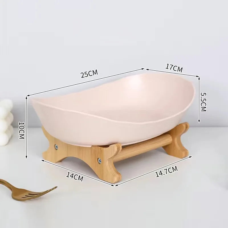 3-Tier Fruit Plate & Dessert Stand with Bamboo Wood Rack