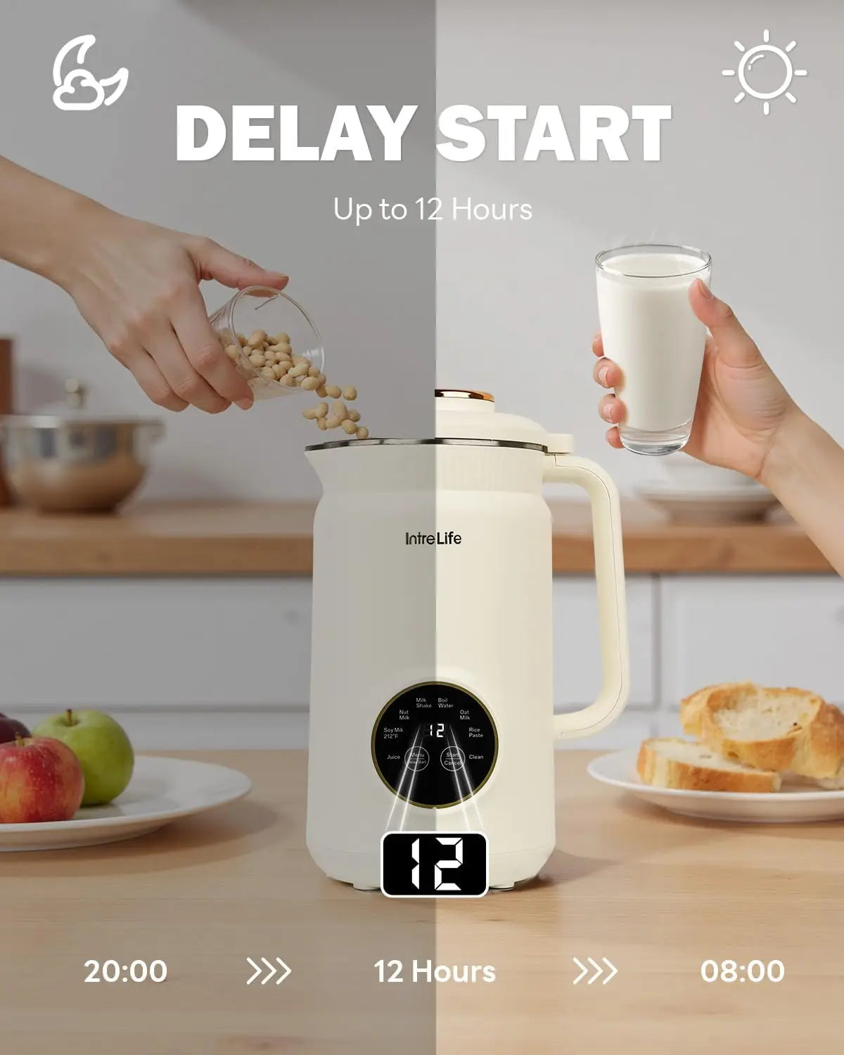 34oz 8-in-1 Nut Milk Maker - Automatic Plant-Based Milk Machine with Self-Cleaning, Delay Start & Keep Warm