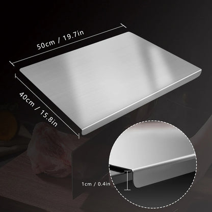 304 Stainless Steel Cutting Board - Non-Slip, Anti-Bacterial & Odor-Resistant Prep Surface