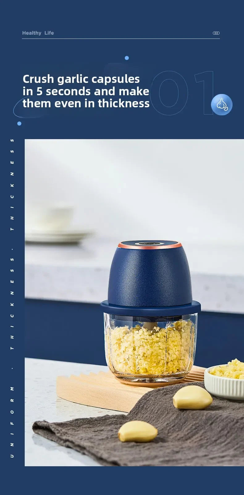 TINSOL 350ml Electric Food Chopper | USB Meat Grinder Garlic Masher Blender