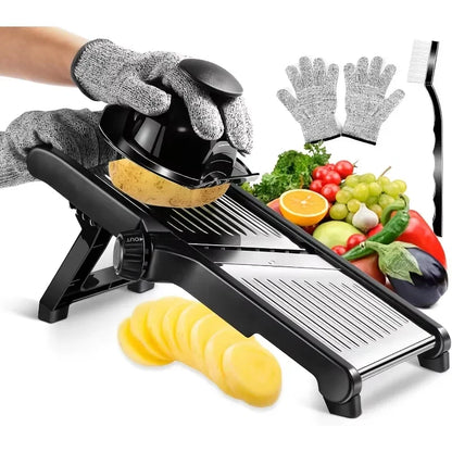 5-Blade Stainless Steel Mandoline Slicer | Vegetable Cutter with Hand Guard