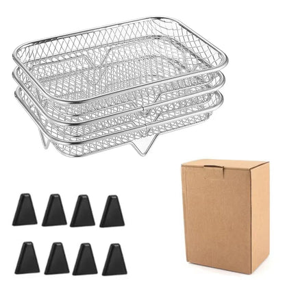 3 Layer Stackable Air Fryer Rack | Stainless Steel Grill Basket
