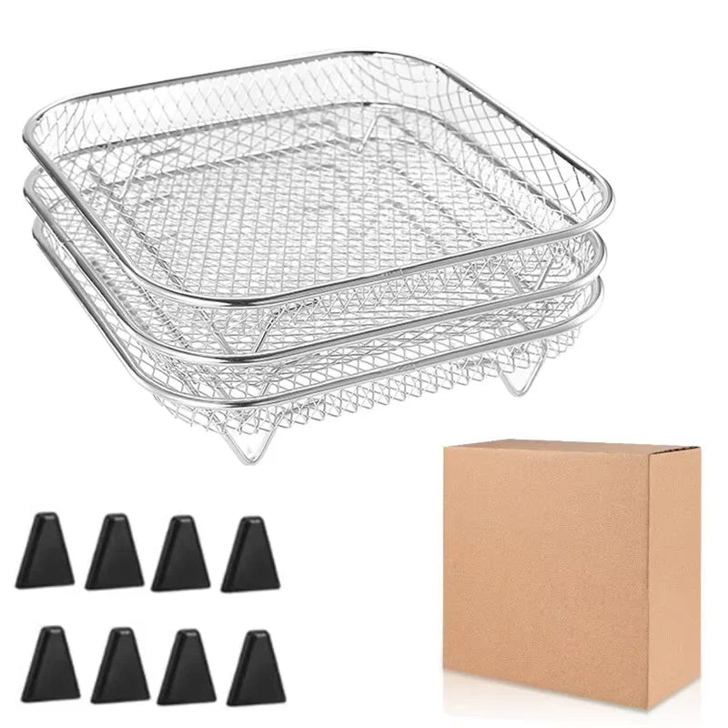 3 Layer Stackable Air Fryer Rack | Stainless Steel Grill Basket