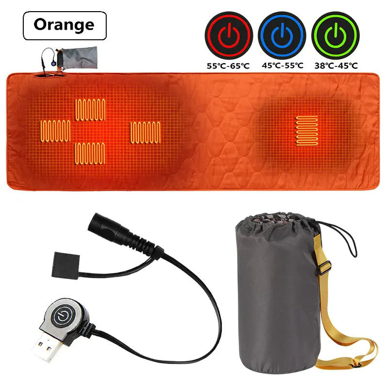Outdoor USB Heating Sleeping Mat 5 Heating Zones Adjustable Temperature Electric Heated Pad