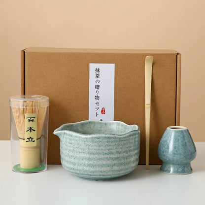 8-Piece Ceramic Matcha Whisk Set | Floral Matcha Tea Gift Set for Matcha Lovers