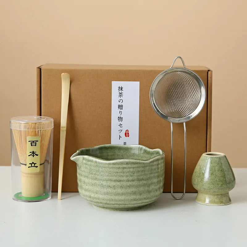 8-Piece Ceramic Matcha Whisk Set | Floral Matcha Tea Gift Set for Matcha Lovers