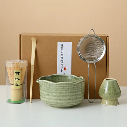 8-Piece Ceramic Matcha Whisk Set | Floral Matcha Tea Gift Set for Matcha Lovers