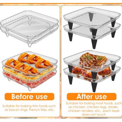 3 Layer Stackable Air Fryer Rack | Stainless Steel Grill Basket