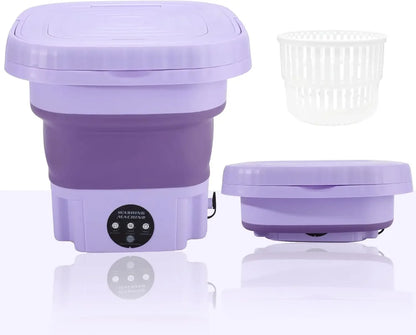 Portable Mini Washing Machine with Spin Dryer | USB Foldable Washer for Socks & Underwear