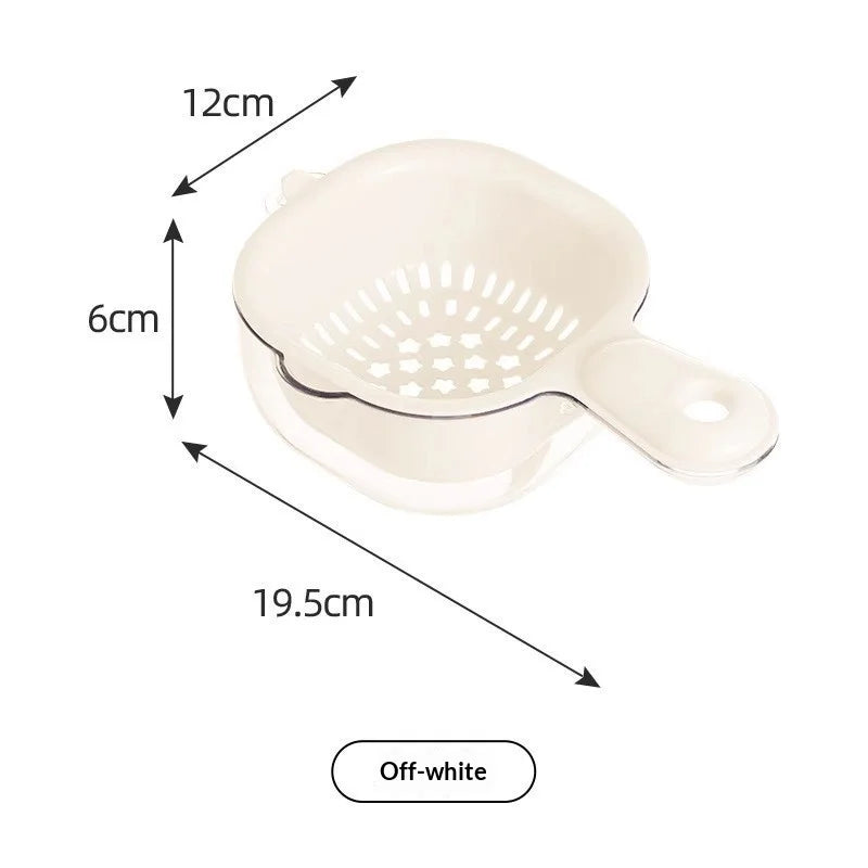 Double Layer Fruit Washing Drain Basket | Cute Sink Colander with Handle